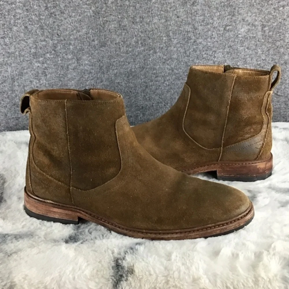 Trask Larkin Men's Water Resistant Waxed Suede Ankle Boots Inside Zip Size 8M